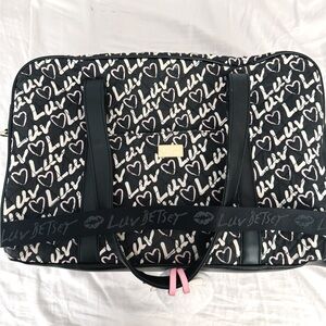 Luv Betsey by Betsey Johnson Black Weekender Travel Bag Tote + Unicorn Keychain